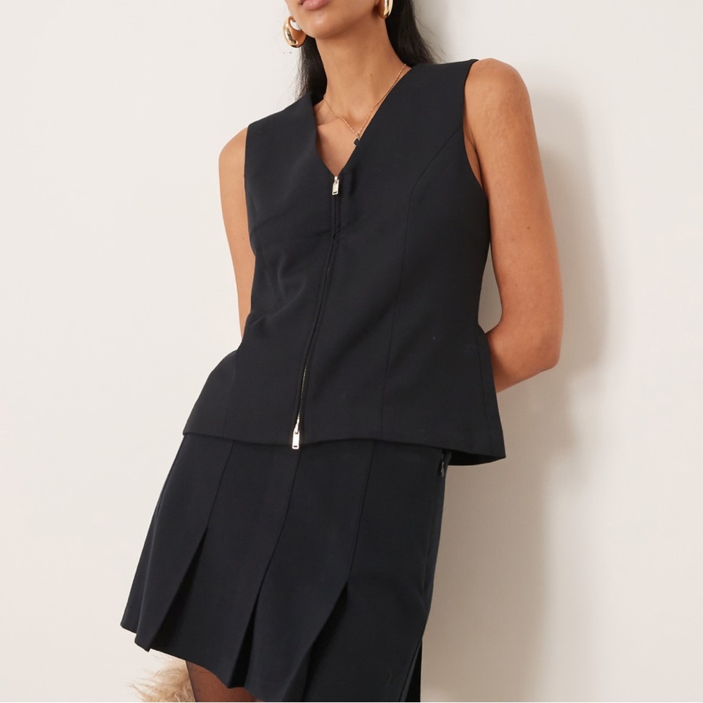 Abercrombie & Fitch Tailored zip vest - black
